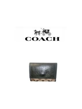 Coach Leatherware Black & Canvas Trifold Wallet